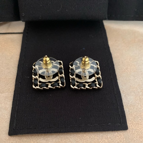 Chanel Square CC Crystal Black & Gold Earrings - Picture 4 of 12